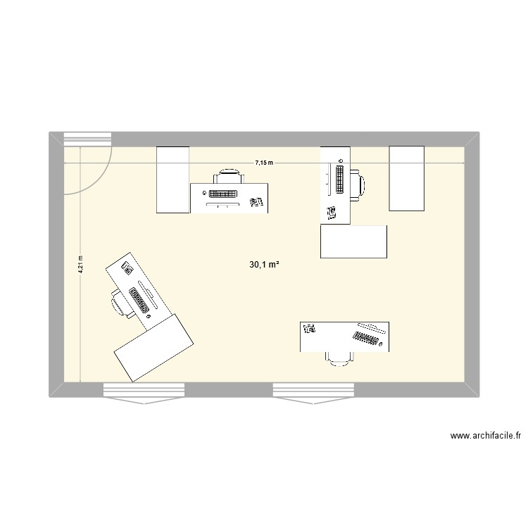 BUREAU. Plan de 1 pièce et 30 m2