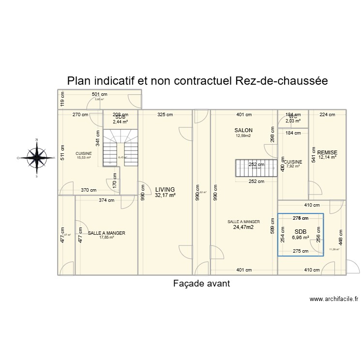 senzeilles rez. Plan de 15 pièces et 176 m2