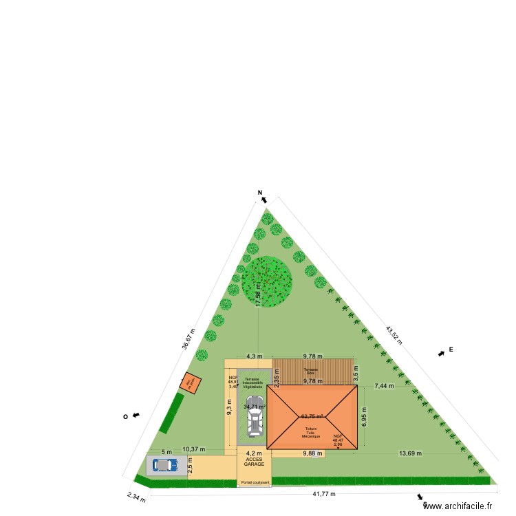 DP2 Plan de masse. Plan de 2 pièces et 97 m2