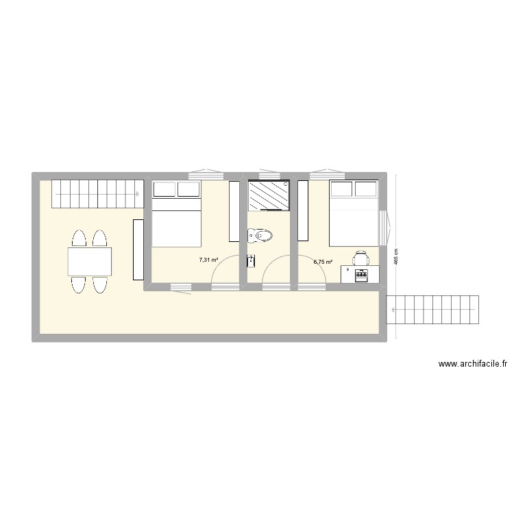 Maison des Travailleurs. Plan de 4 pièces et 39 m2