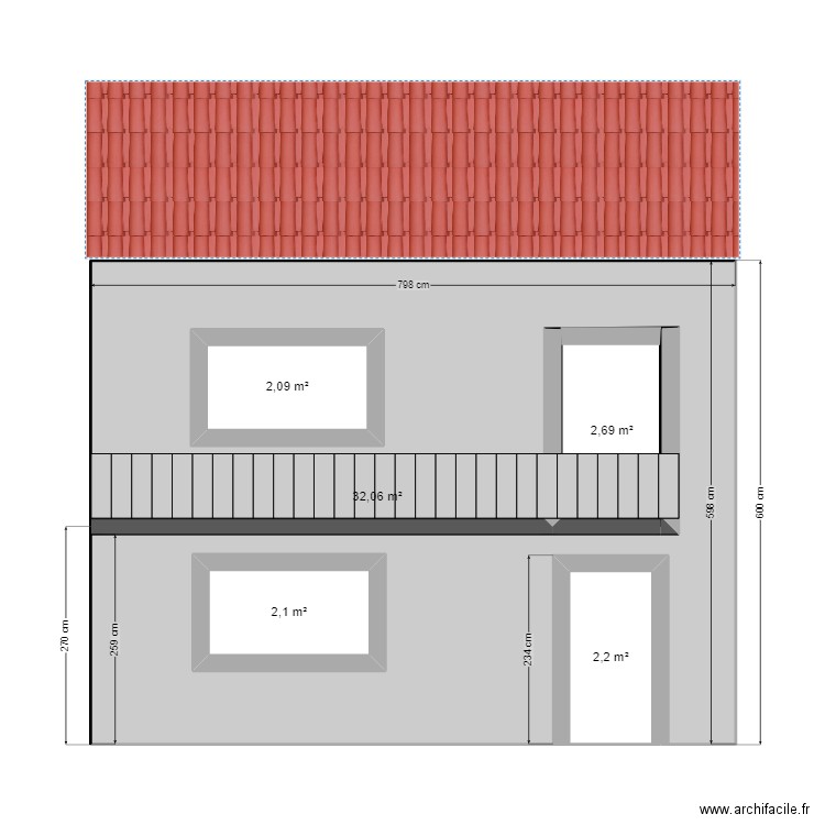 DANILOVIC FACADE ARRIERE PROJET 8. Plan de 5 pièces et 48 m2