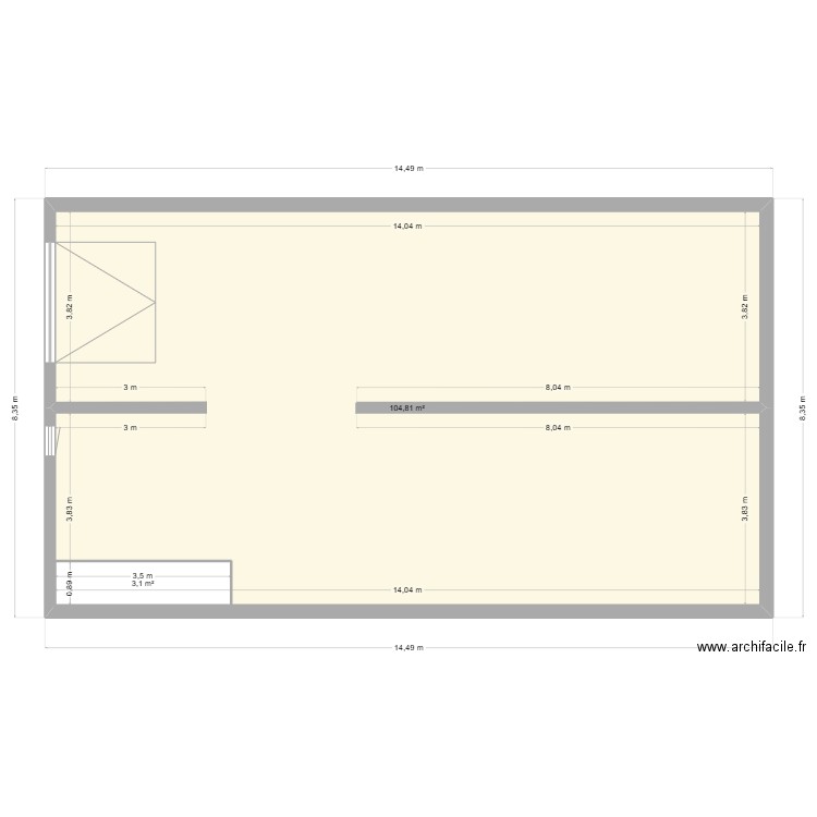 sous sol. Plan de 2 pièces et 111 m2