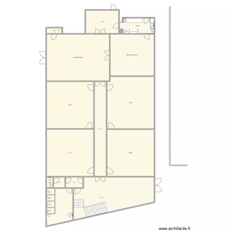 ISJB-Maternelle-Rez de chauss&eacute;. Plan de 19  et 444 m²