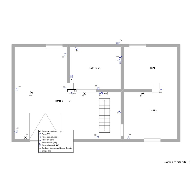 florian RdC pc. Plan de 3 pièces et 83 m2