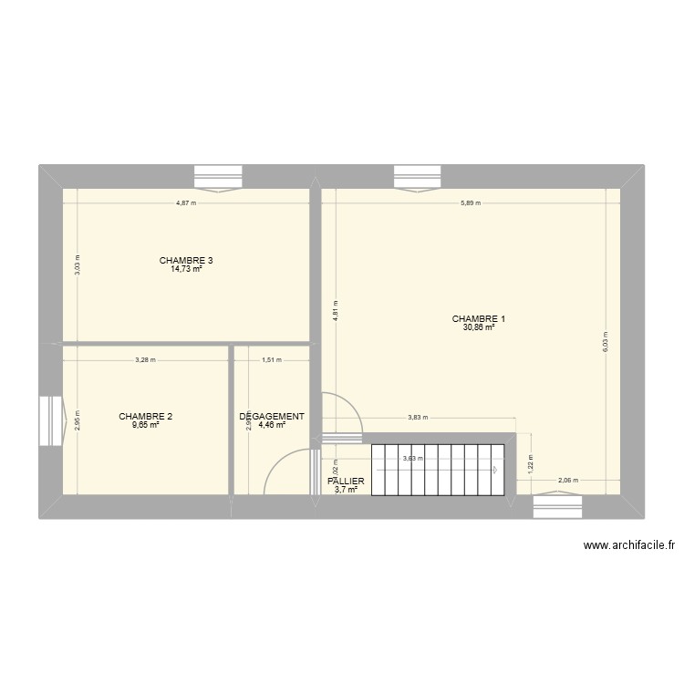 SEPTEME 1ER ETAGE. Plan de 5 pièces et 63 m2