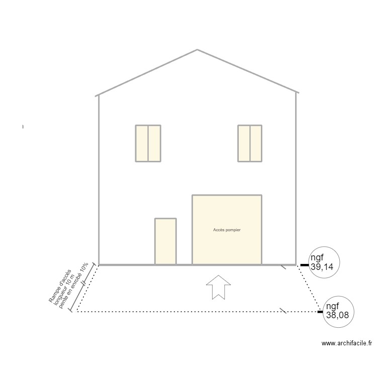 coupe entrée. Plan de 6 pièces et 14 m2