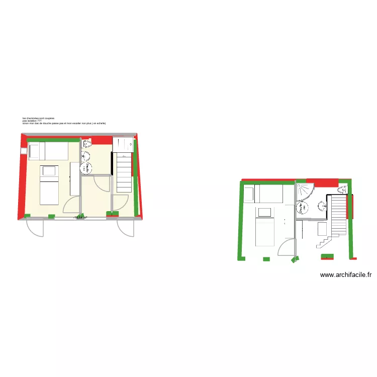VF  Joigny proposition echelle et chemin&eacute;e. Plan de 1 