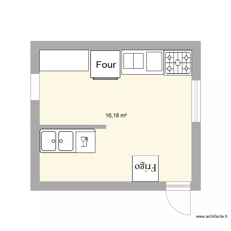 CUISINE LOCAL COMMERCIAL. Plan de 1 pièce et 16 m²