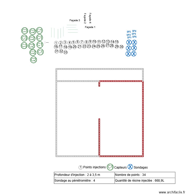 ASSOUS. Plan de 2 pièces et 47 m2