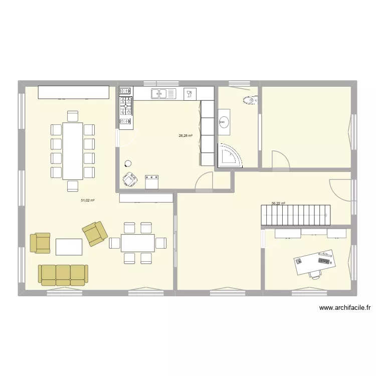 rez+meu. Plan de 3 Pièces et 136 m² rez+meu. Plan de 3 Pièces et 136 m²
