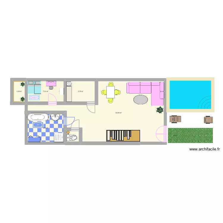 mi casa. Plan de 6  et 77 m²