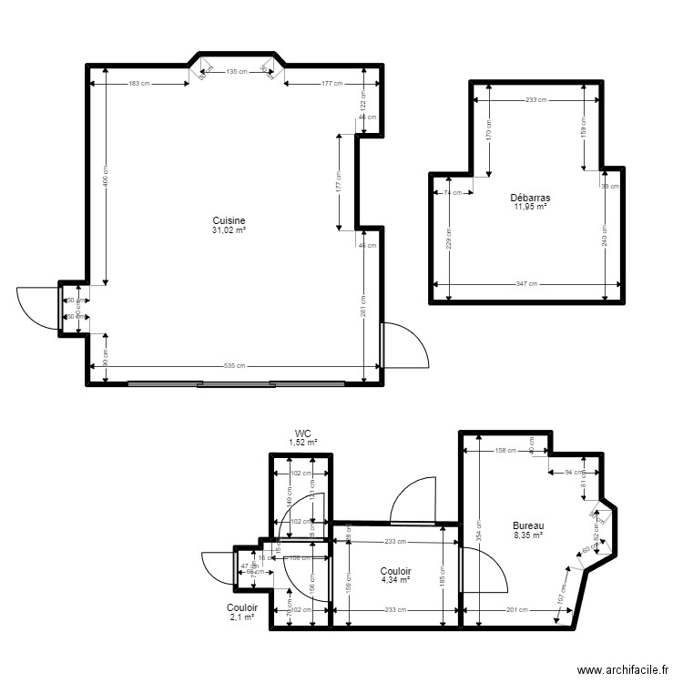 GADEYNE. Plan de 6 pièces et 59 m2