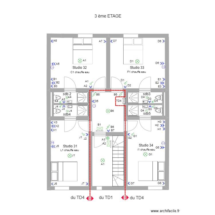 reine astrid 3em . Plan de 8 pièces et 49 m2