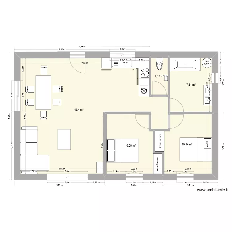 plan maison 70m2. Plan de 