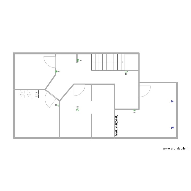 plan caves roux. Plan de 5 pièces et 61 m2