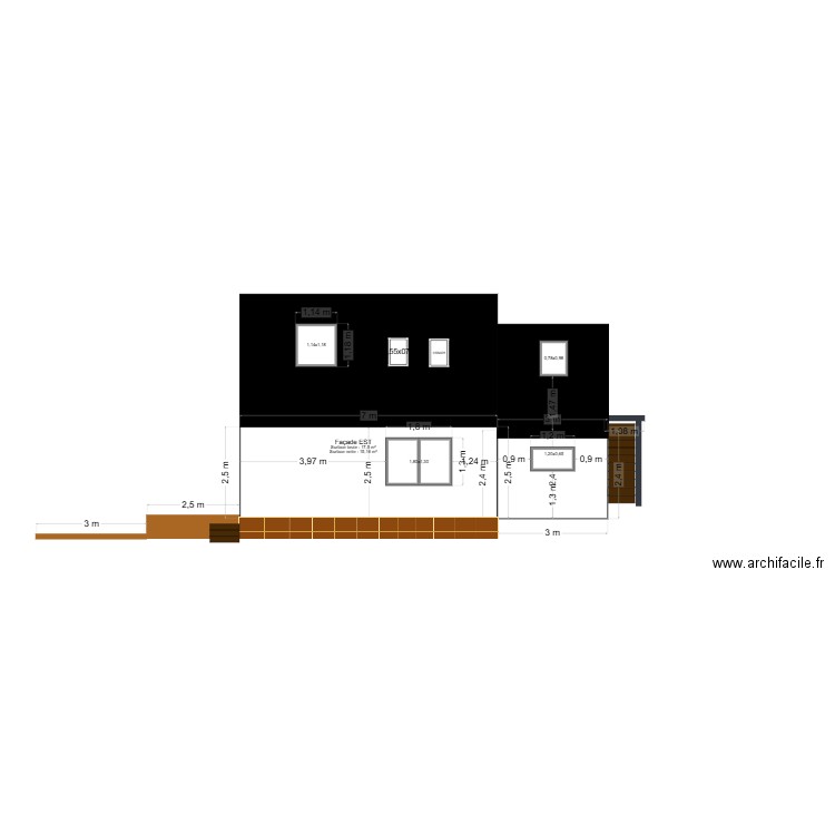 FACADE EST+ TERRASSE. Plan de 0 pièce et 0 m2