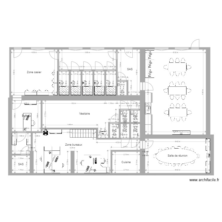 HRDE RDC 1. Plan de 22 pièces et 210 m2