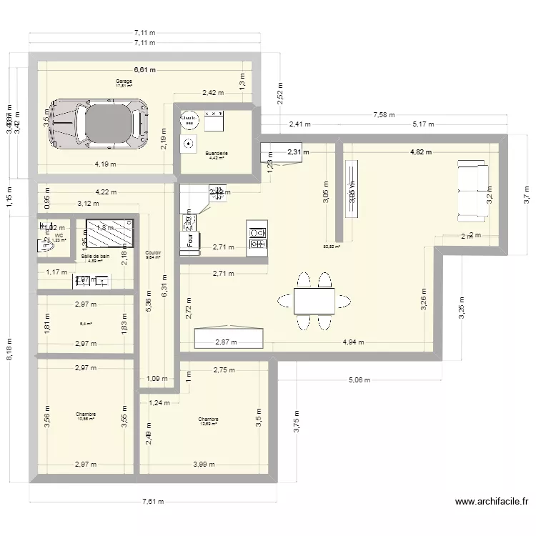 G&acirc;te Bourse. Plan de 9  et 119 m²