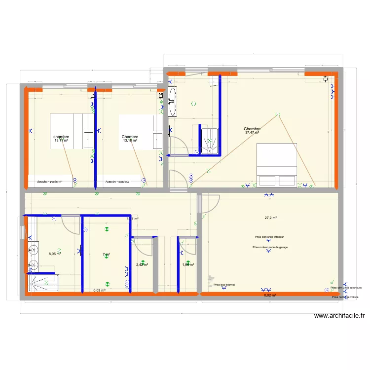 Corse. Plan de 14  et 219 m²