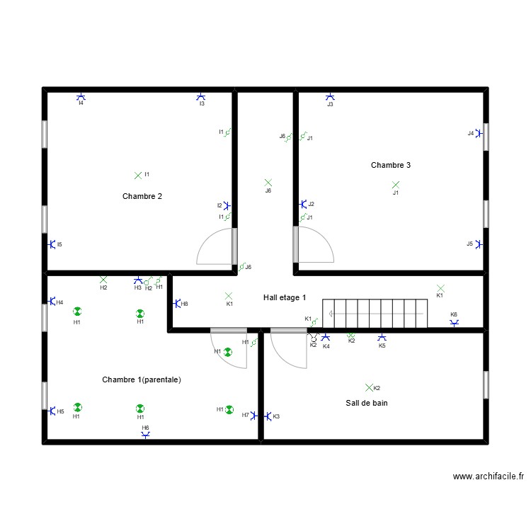 ETAGE 1 GAEL. Plan de 5 pièces et 73 m2