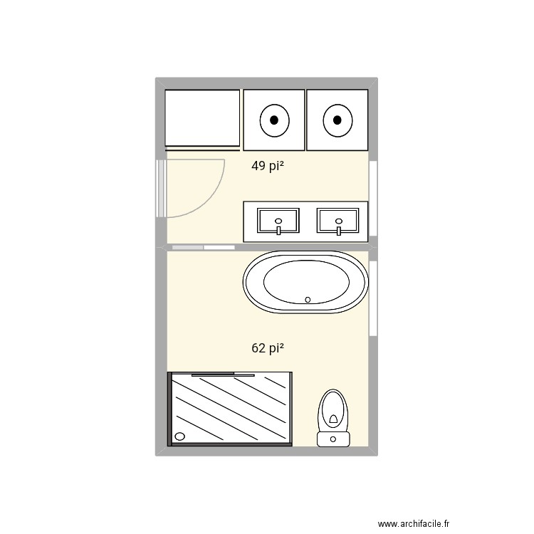 Inversé. Plan de 2 pièces et 10 m2
