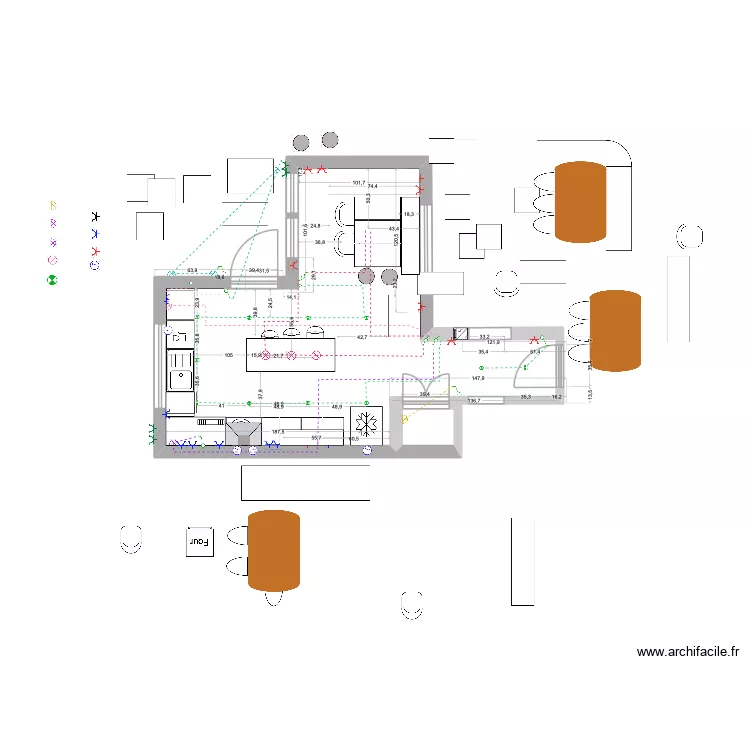 Cuisine Drolet mesure OK vv. Plan de 1  et 1 m²