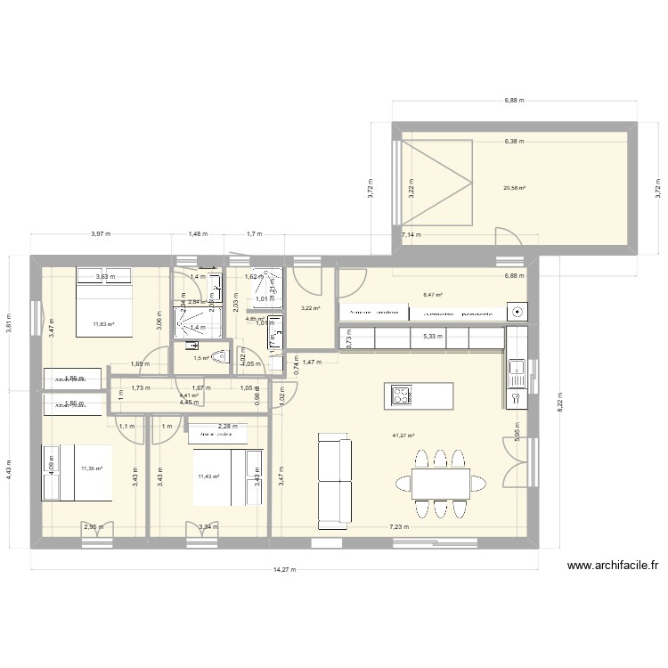 plan 1T. Plan de 0 pièce et 0 m2