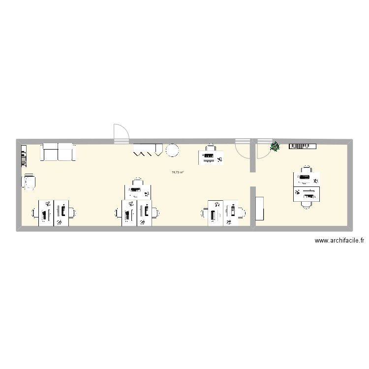 bureau 103 propo. Plan de 1 pièce et 75 m2