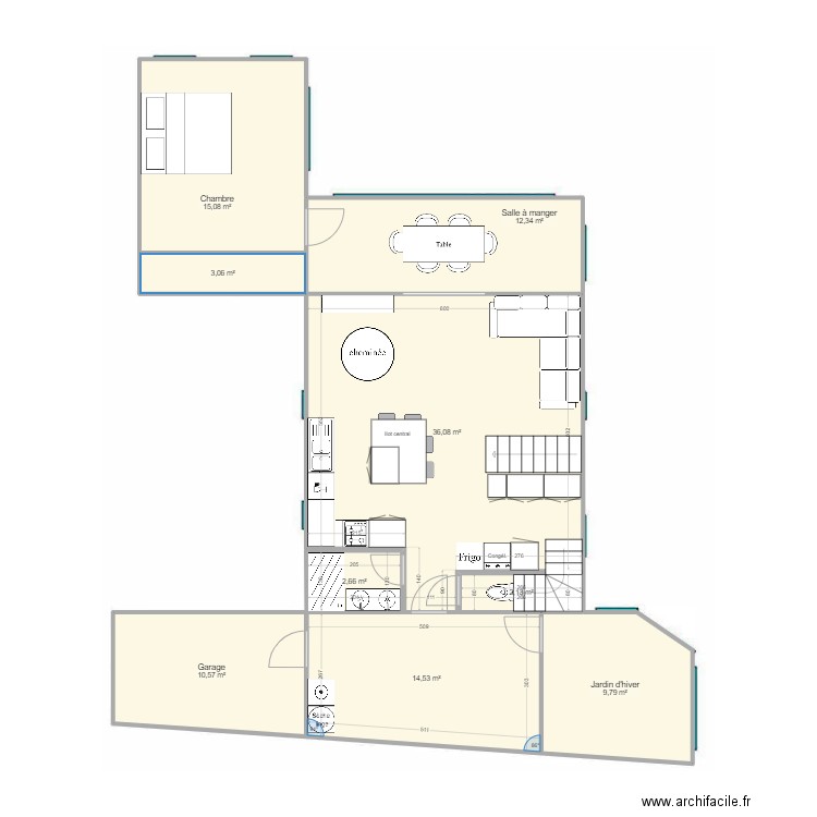 KIM - Plan général 1 - rdc aménagé V1. Plan de 9 pièces et 106 m2