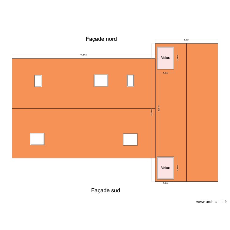Toiture 11 loden bihan. Plan de 6 pièces et 140 m2