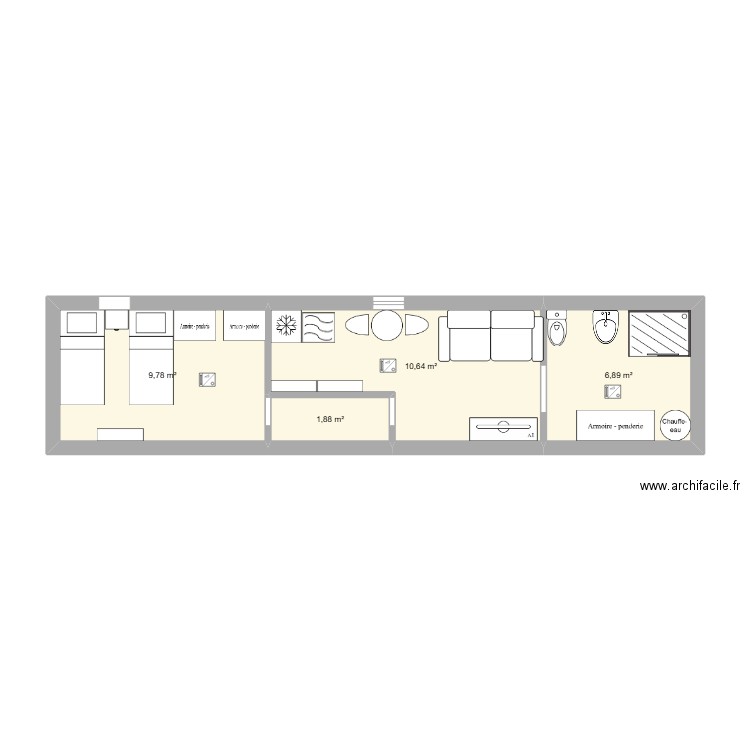 sacha poussel. Plan de 4 pièces et 29 m2