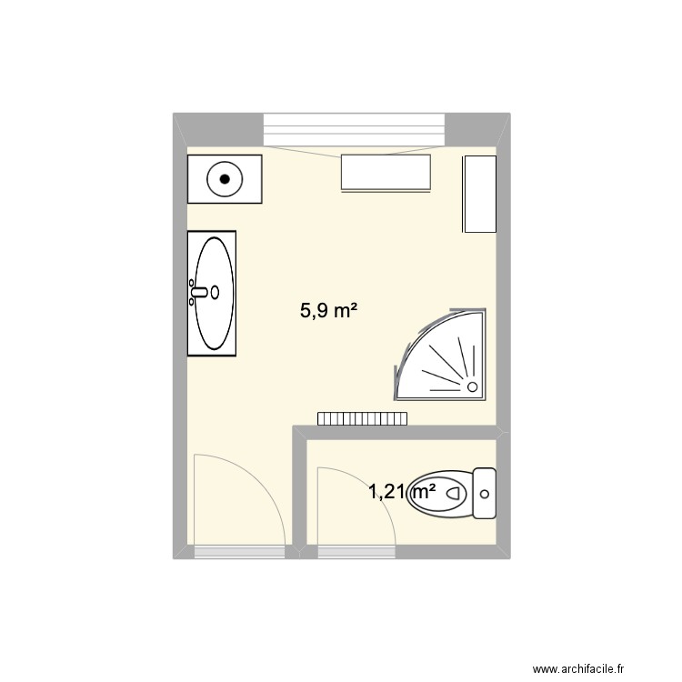 Adam. Plan de 2 pièces et 7 m2