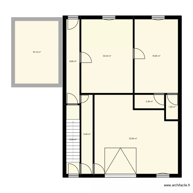 test. Plan de 22  et 348 m²