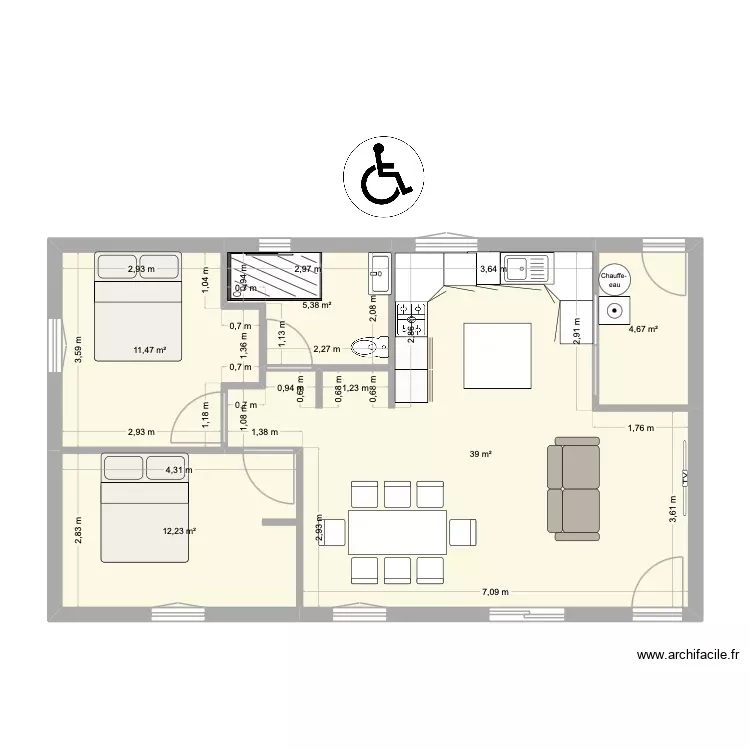 project 1. Plan de 5 Pièces et 73 m²