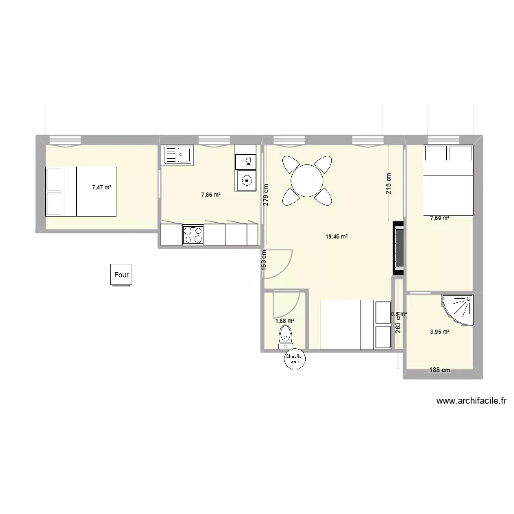 port de Toulon actuel. Plan de 7  et 49 m²