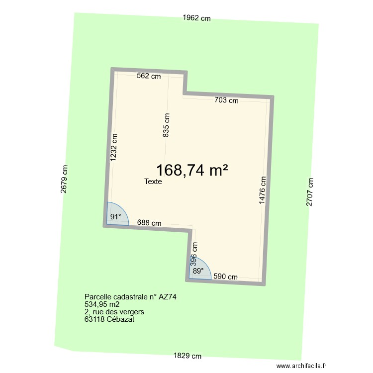 Cadastre Cébazat. Plan de 0 pièce et 0 m2