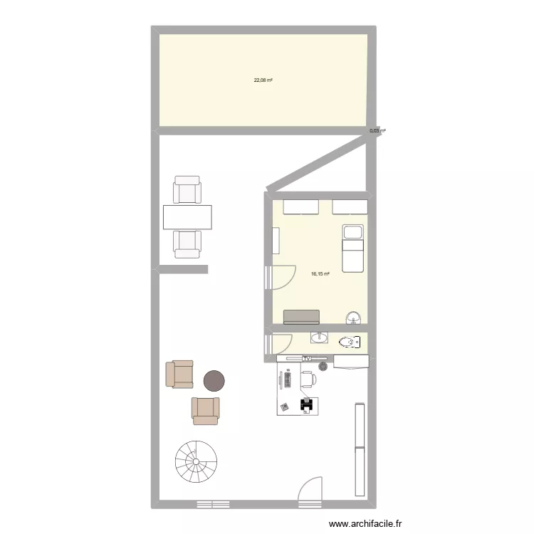 plan de l'instiut. Plan de 3 Pièces et 38 m²