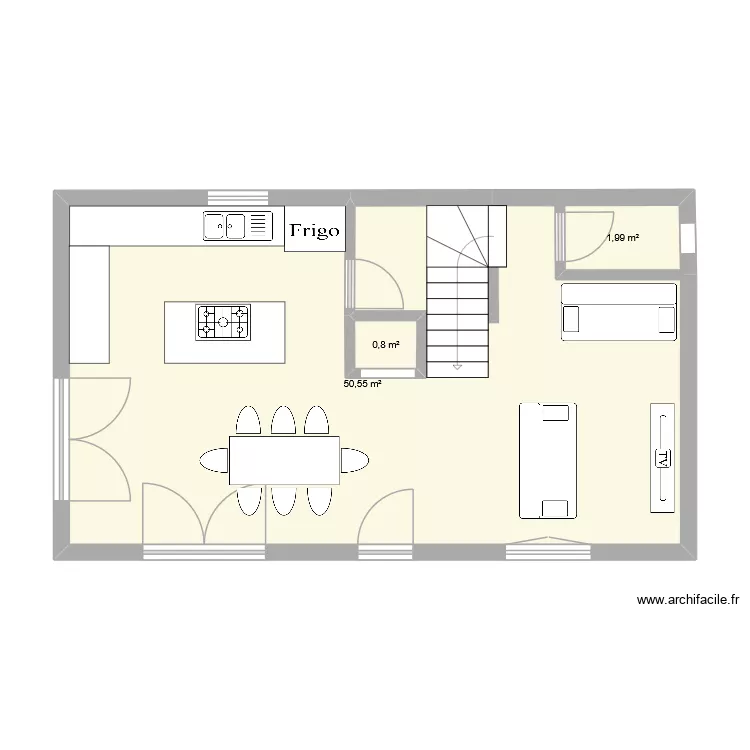 Marion RdC. Plan de 3  et 53 m²