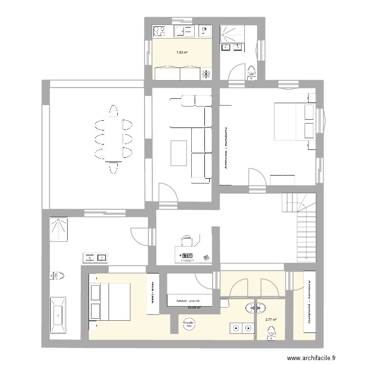 Ambolo Intermédiaire V3. Plan de 4 pièces et 61 m2