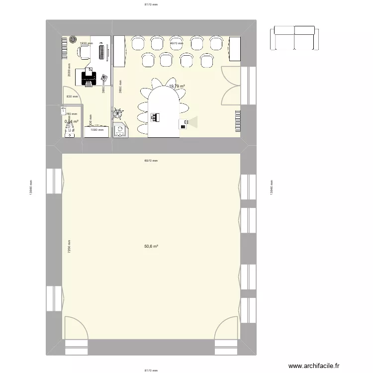 Mairie Sauni&egrave;res modif1. Plan de 4  et 78 m²