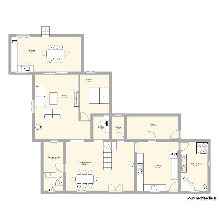 plan maison bas. Plan de 10 pièces et 163 m2