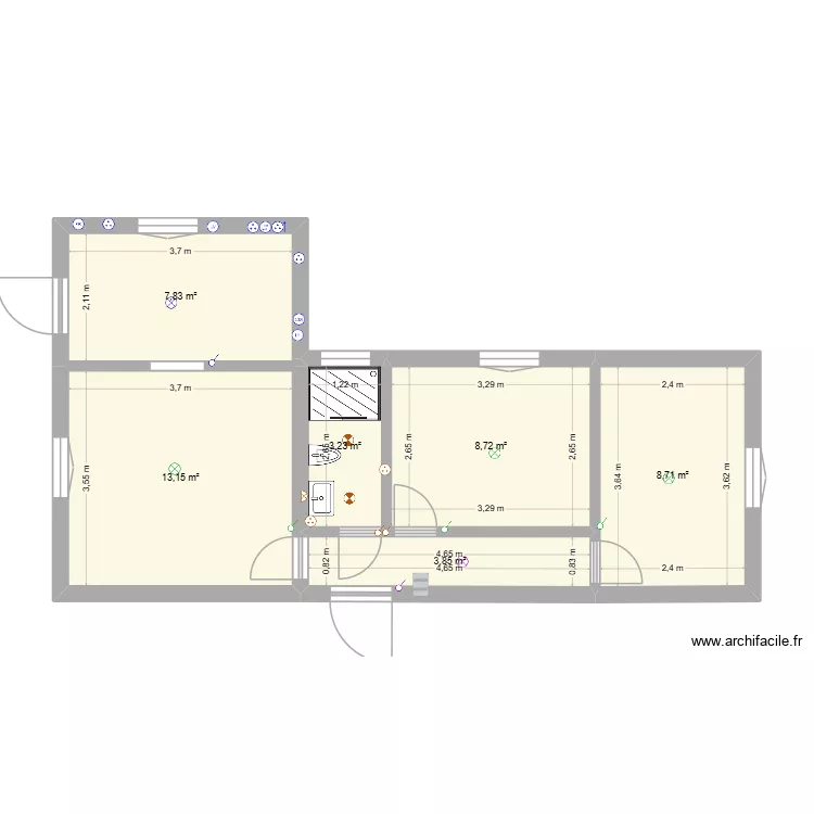 Appart Seif Sartrouville_ Plan renové_Electricité_V2. Plan de 6 et 45 m² Appart Seif Sartrouville_ Plan renové_Electricité_V2. Plan de 6 et 45 m²
