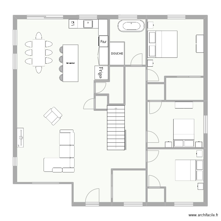 plan de maison 1 etage V1. Plan de 10 pièces et 142 m2