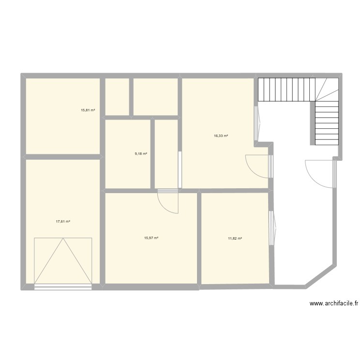 azednihed. Plan de 6 pièces et 87 m2