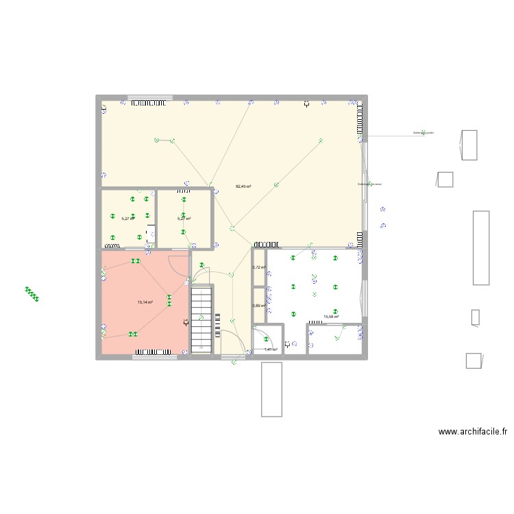 colonieu rdc electricite. Plan de 8 pièces et 107 m2