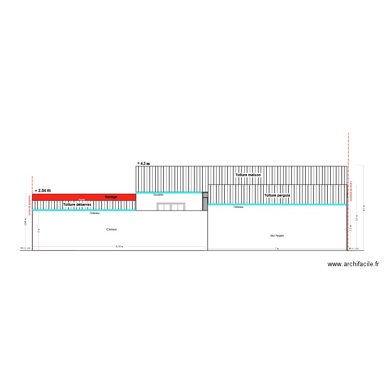 DPC 4 Les plans des façades vue Ouest bis. Plan de 0 pièce et 0 m2