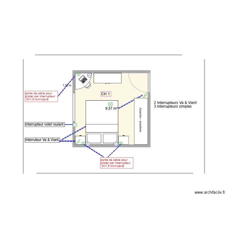 CH 1 Disposition avec Elec. Plan de 1 pièce et 10 m2