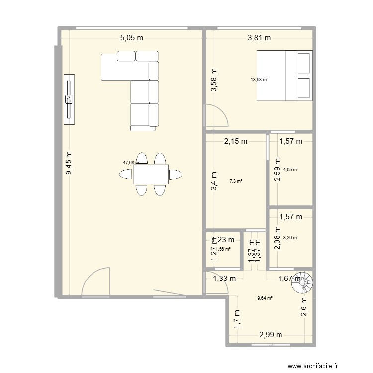 MAISON CHAUME. Plan de 7 pièces et 87 m2