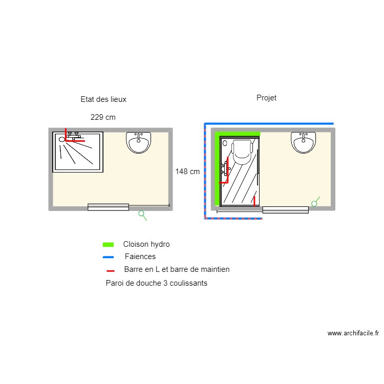 SDB Alvarez Jean-Francois. Plan de 2 pièces et 7 m2