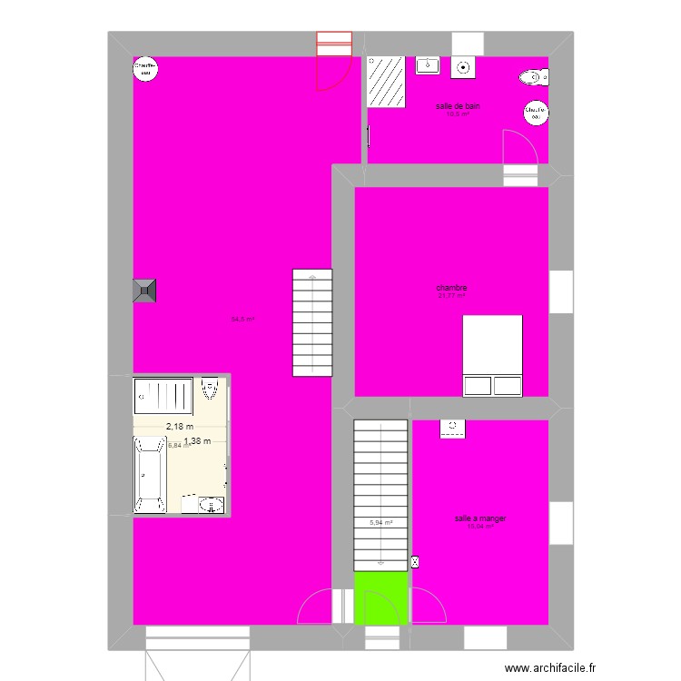 maison les rousses  apartement n1 rdc. Plan de 5 pièces et 115 m2